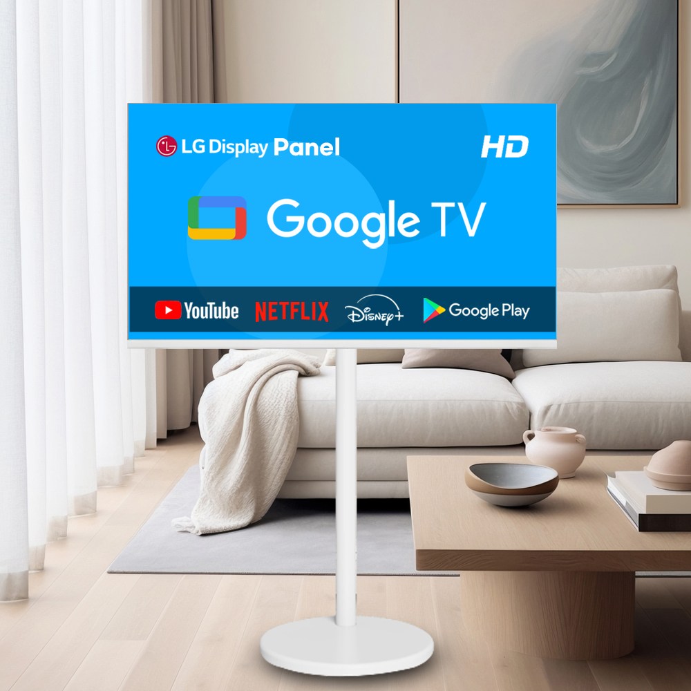이브이 32인치 81cm HD 스마트 구글TV 화이트 삼탠바이미 셋트, 고객직접설치, 스탠드형, 32인치 HD 구글TV 화이트, 81cm